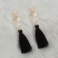 Jeweljunk Black Thread Gold Plated Tassel Earrings - 1313417D