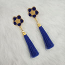 Jeweljunk Blue Thread Gold Plated Tassel Earrings - 1313419B