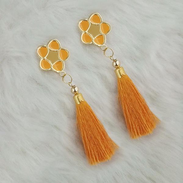 Jeweljunk Orange Thread Gold Plated Tassel Earrings - 1313419C