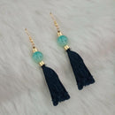 Jeweljunk Blue Thread Gold Plated Tassel Earrings - 1313420C