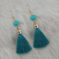 Jeweljunk Blue Thread Gold Plated Tassel Earrings - 1313421A