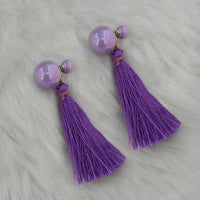 Jeweljunk Purple Thread Tassel Earrings - 1313422C