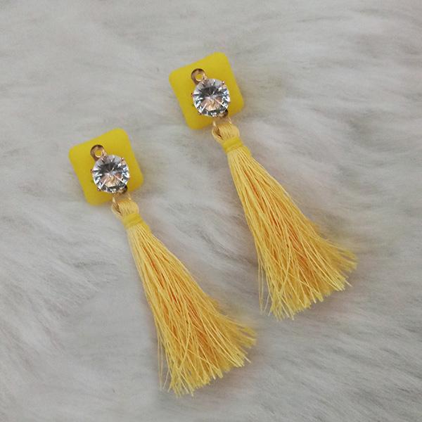 Jeweljunk Yellow Thread Austrian Stone Tassel Earrings - 1313423C