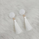 Tip Top Fashions White Thread Gold Plated Tassel Earrings - 1313424C