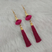 Jeweljunk Purple Thread Gold Plated Tassel Earrings - 1313425B