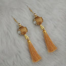 Jeweljunk Beige Thread Gold Plated Tassel Earrings - 1313427A