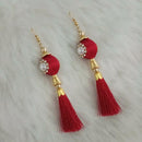 Jeweljunk Maroon Thread Gold Plated Tassel Earrings - 1313427F