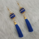 Jeweljunk Blue Thread Gold Plated Tassel Earrings - 1313428B