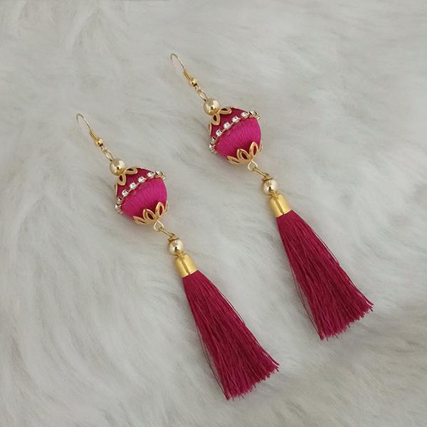 Jeweljunk Purple Thread Gold Plated Tassel Earrings - 1313428C