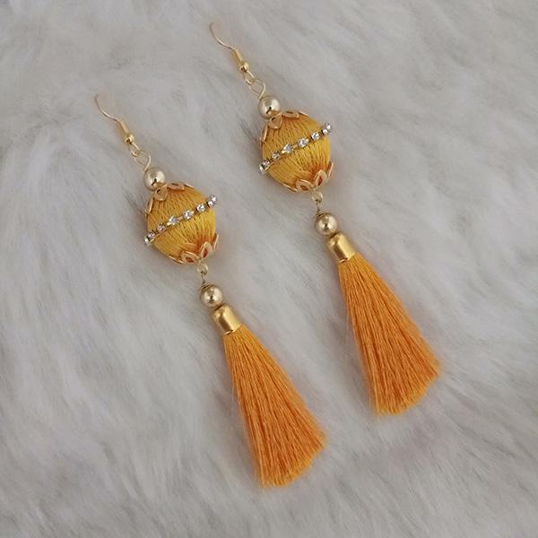 Jeweljunk Yellow Thread Gold Plated Tassel Earrings - 1313428D
