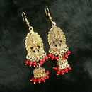 Jeweljunk Maroon Beads Antique Gold Plated Jhumki Earrings - 1313501F