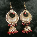 Jeweljunk Antique Gold Plated Maroon Beads Jhumki Earrings - 1313502A