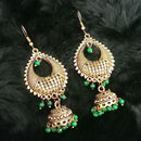 Jeweljunk Green Beads Antique Gold Plated Jhumki Earrings - 1313502C