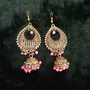Jeweljunk Pink Beads Antique Gold Plated Jhumki Earrings - 1313502D