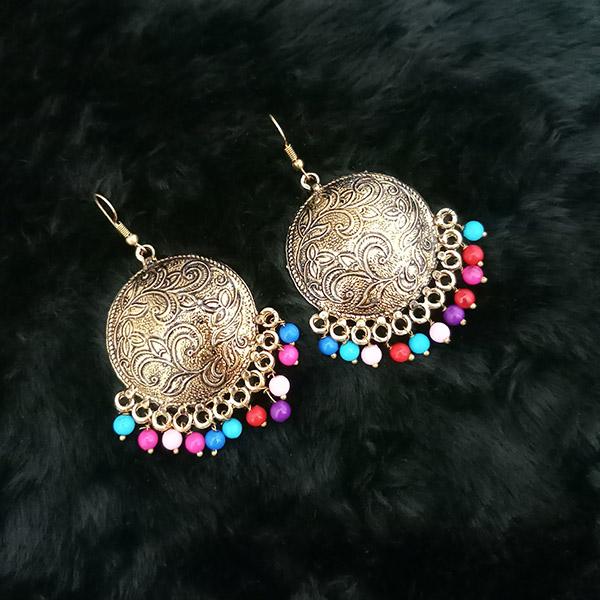 Jeweljunk Multi Beads Antique Gold Plated Dangler Earrings - 1313512H