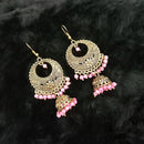 Jeweljunk Pink Beads Antique Gold Plated Jhumki Earrings - 1313514C
