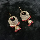 Jeweljunk Antique Gold Plated Maroon Beads Jhumki Earrings - 1313514F