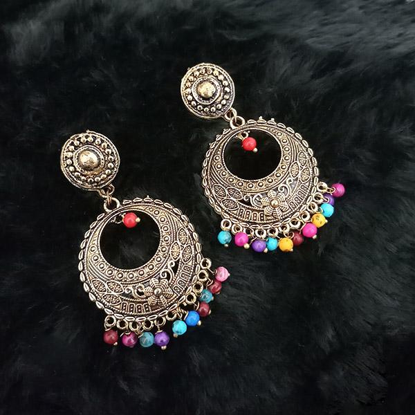 Jeweljunk Antique Gold Plated Multi Beads Dangler Earrings - 1313516B