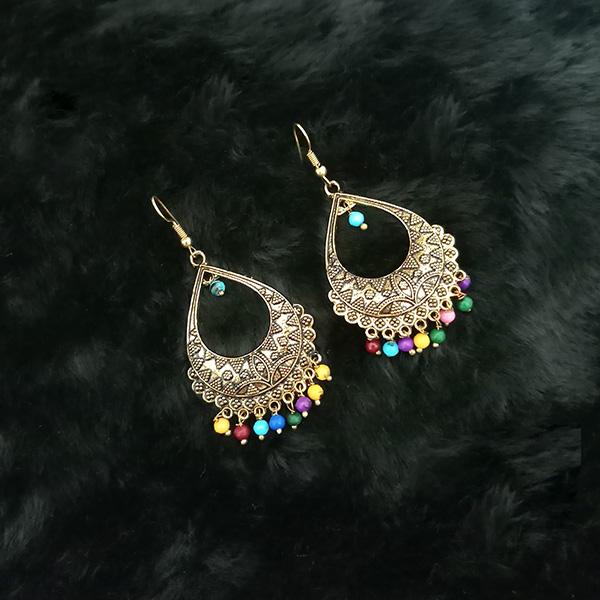 Jeweljunk Multi Beads Antique Gold Plated Dangler Earrings - 1313517