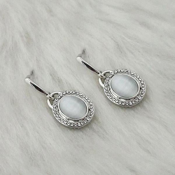 Kriaa Resin Stone Rhodium Plated Dangler Earrings - 1313620B