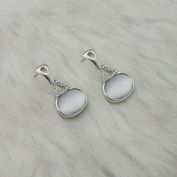 Kriaa Resin Stone Rhodium Plated Dangler Earrings - 1313621B