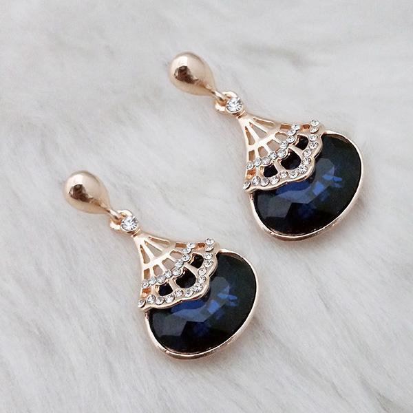Kriaa Blue Crystal Stone Gold Plated Dangler Earrings - 1313633C