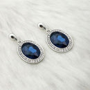 Kriaa Blue Crystal Stone Rhodium Plated Dangler Earrings - 1313645C
