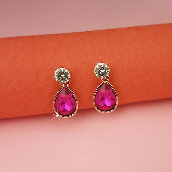 Kriaa Pink Crystal And Austrian Stone Stud Earrings - 1313663D