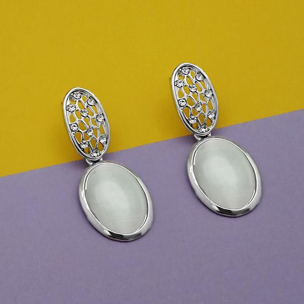 Kriaa Resin And Austrian Stone Silver Plated Dangler Earrings - 1313672