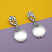 Kriaa Resin And Austrian Stone Silver Plated Dangler Earrings - 1313682