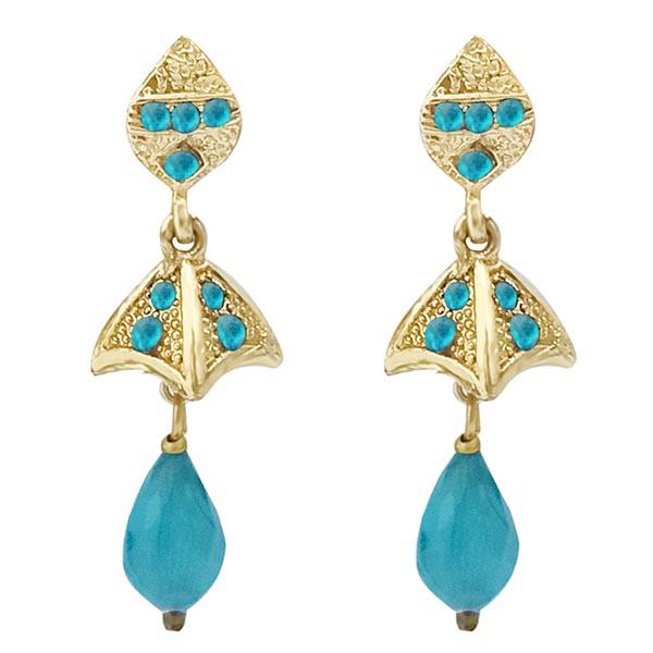 Kriaa Gold Plated Blue Austrian Stone Jhumki Earrings - 1313702B