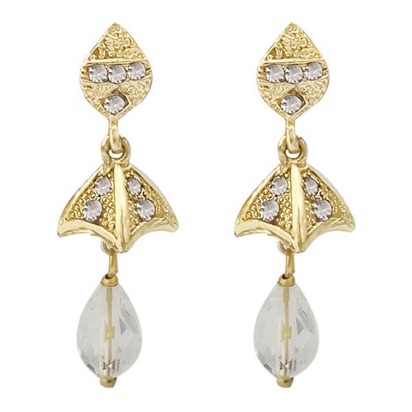 Kriaa Gold Plated White Austrian Stone Jhumki Earrings - 1313702H