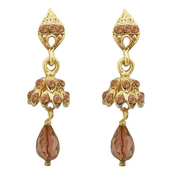 Kriaa Gold Plated Brown Austrian Stone Jhumki Earrings - 1313703I