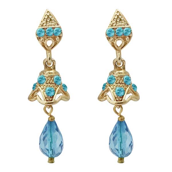 Kriaa Gold Plated Blue Austrian Stone Jhumki Earrings - 1313704B