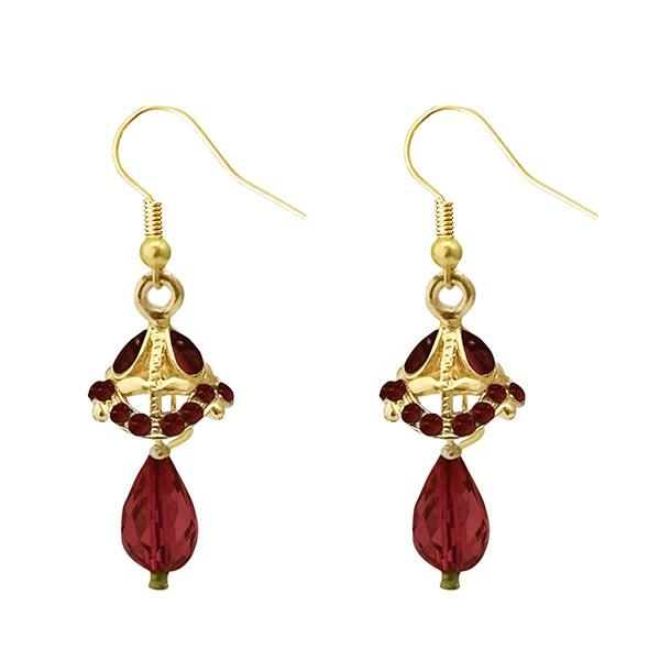 Kriaa Gold Plated Maroon Austrian Stone Jhumki Earrings - 1313705A