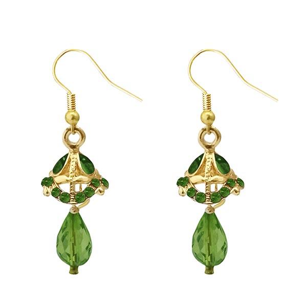 Kriaa Gold Plated Green Austrian Stone Jhumki Earrings - 1313705B