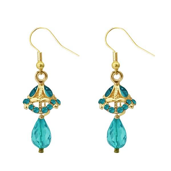 Kriaa Gold Plated Blue Austrian Stone Jhumki Earrings - 1313705C