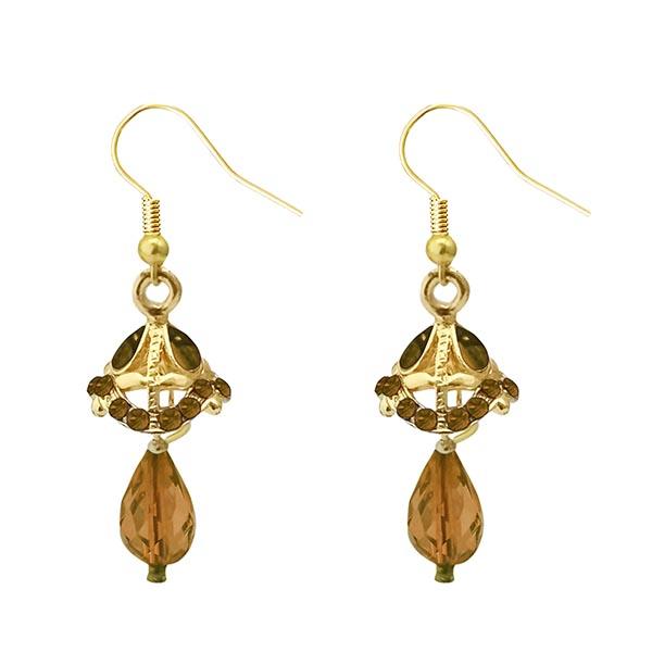 Kriaa Gold Plated Brown Austrian Stone Jhumki Earrings - 1313705D