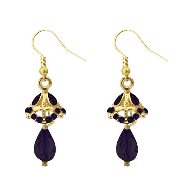 Kriaa Gold Plate Purple Austrian Stone Jhumki Earrings - 1313705G