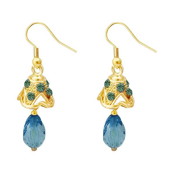Kriaa Gold Plated Blue Austrian Stone Jhumki Earrings - 1313706C