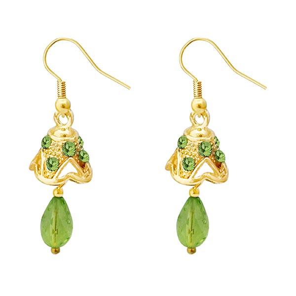 Kriaa Gold Plated Green Austrian Stone Jhumki Earrings - 1313706E