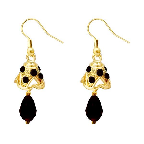 Kriaa Gold Plated Maroon Austrian Stone Jhumki Earrings - 1313706I