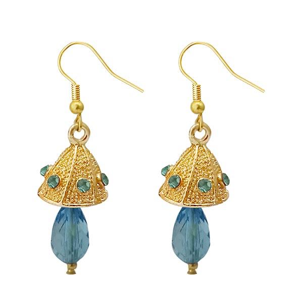 Kriaa Gold Plated Blue Austrian Stone Jhumki Earrings - 1313707C