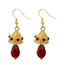 Kriaa Gold Plated Maroon Austrian Stone Jhumki Earrings - 1313707D