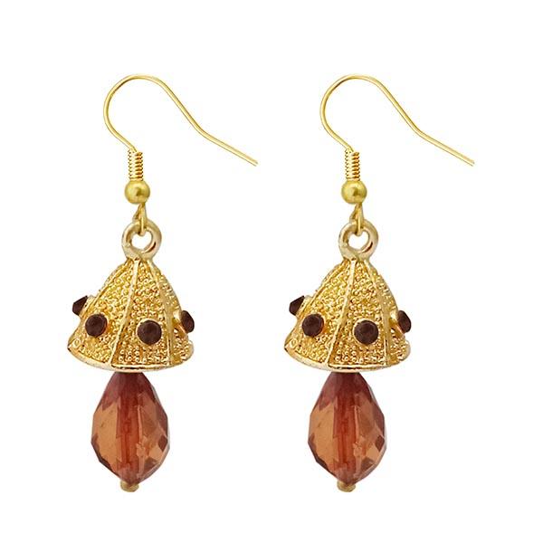 Kriaa Austrian Stone Brown Gold Plated Jhumki Earrings - 1313707F