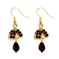 Kriaa Austrian Stone Maroon Gold Plated Jhumki Earrings - 1313709A