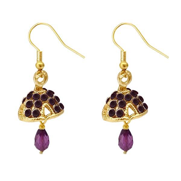 Kriaa Austrian Stone Purple Gold Plated Jhumki Earrings - 1313709E