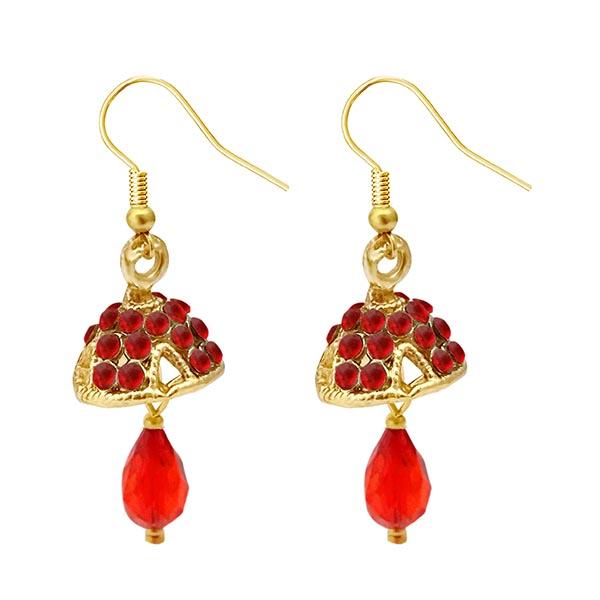 Kriaa Austrian Stone Orange Gold Plated Jhumki Earrings - 1313709G