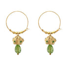 Kriaa Austrian Stone Green Gold Plated Jhumki Earrings - 1313710F