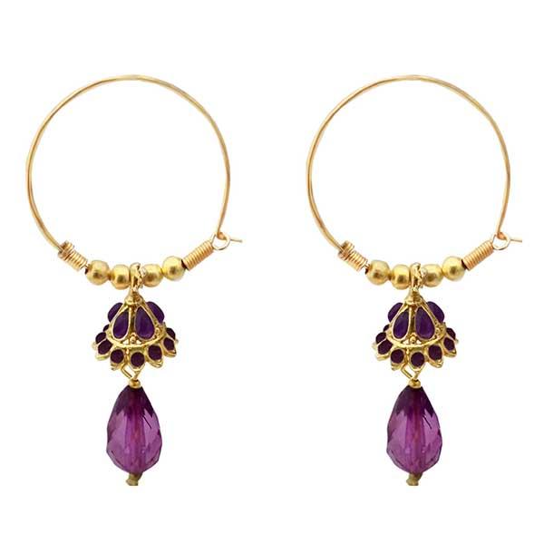 Kriaa Austrian Stone Purple Gold Plated Jhumki Earrings - 1313711D